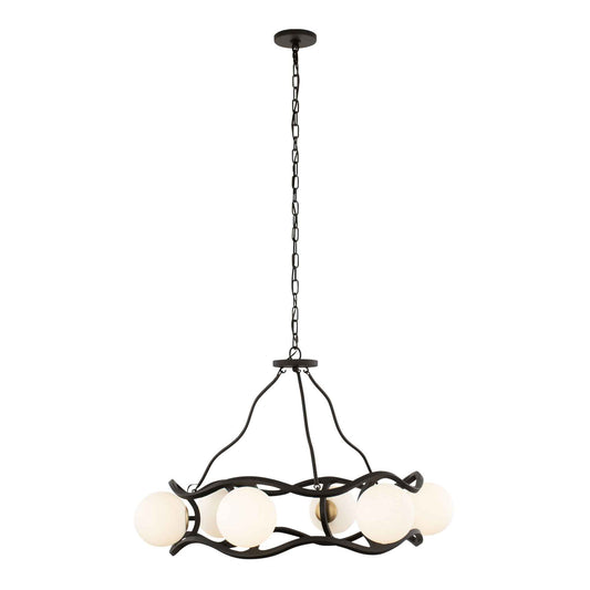 6 light 36 inch carbon and gold chandelier