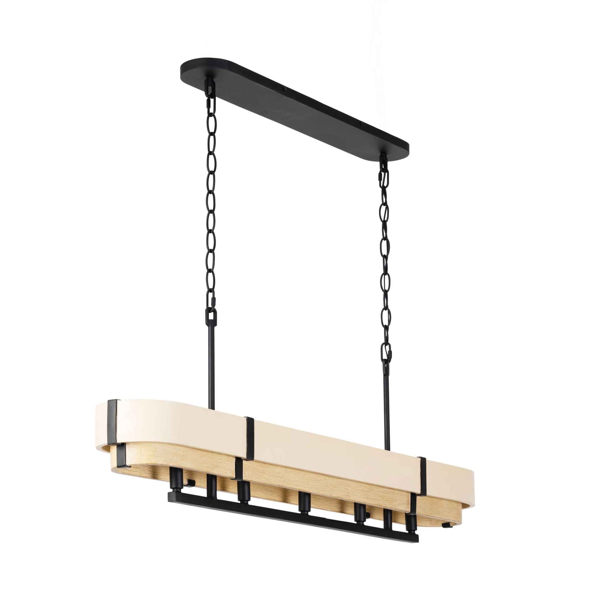 5 light 46 inch black honey and oak pendant