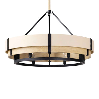 6 light 28 inch black honey and oak pendant