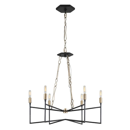 6 light 26 inch gold and carbon chandelier