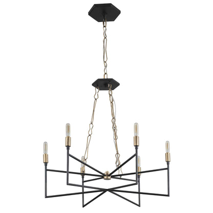 6 light 26 inch gold and carbon chandelier