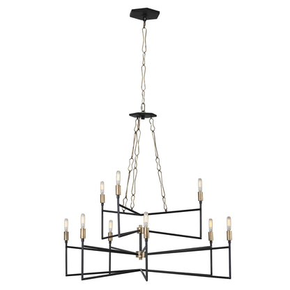 9 light 36 inch gold and carbon chandelier