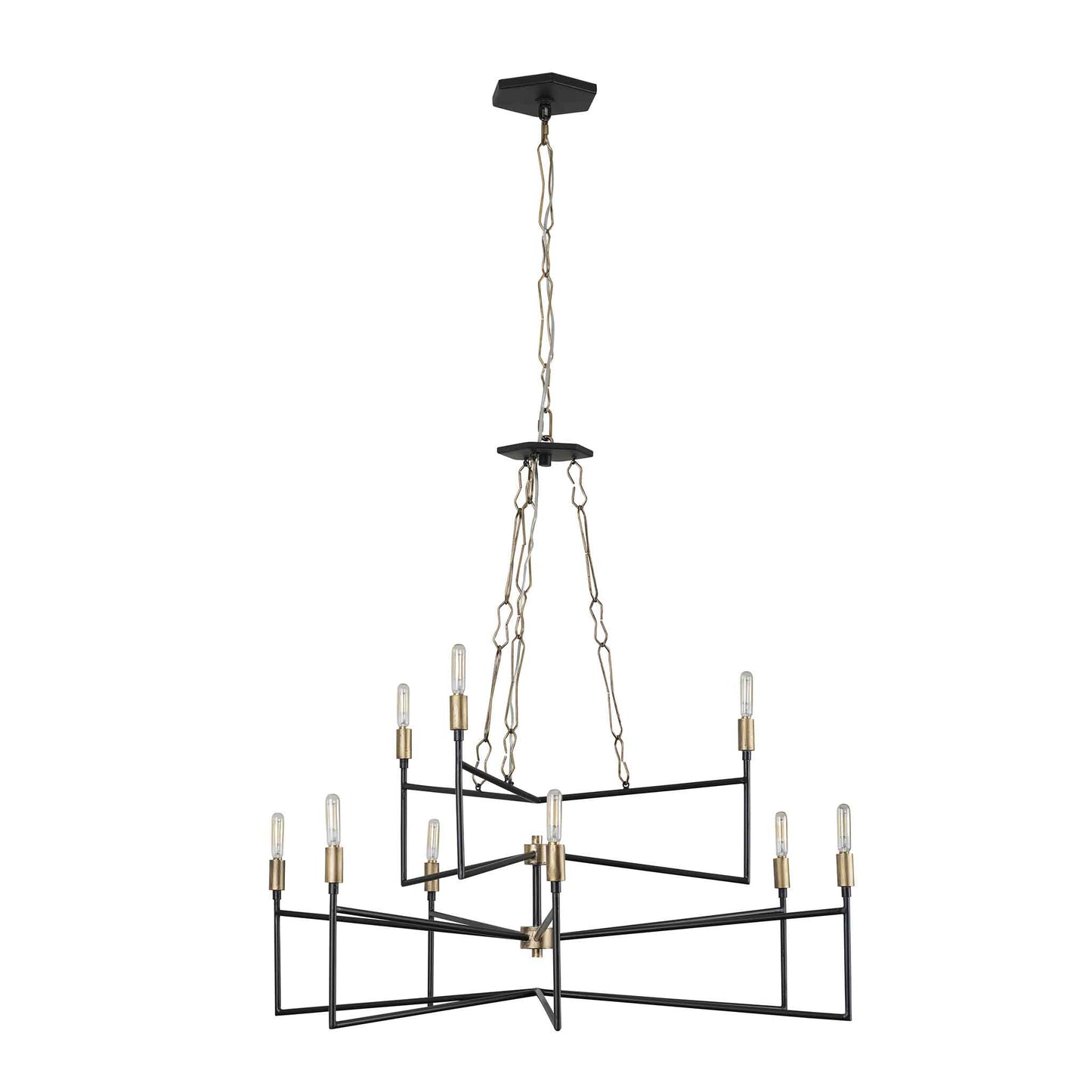 9 light 36 inch gold and carbon chandelier