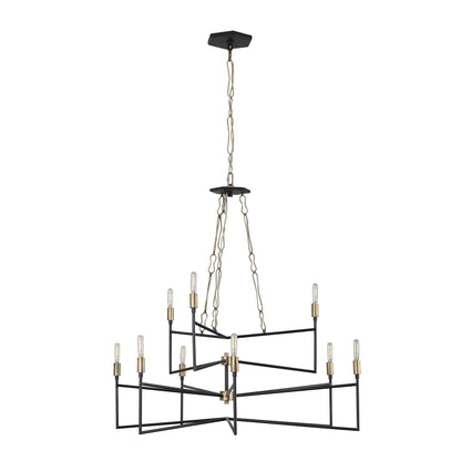 9 light 36 inch gold and carbon chandelier