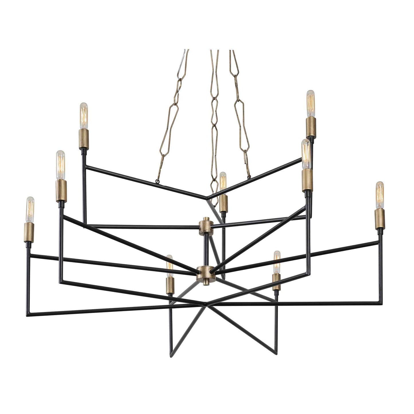 9 light 36 inch gold and carbon chandelier