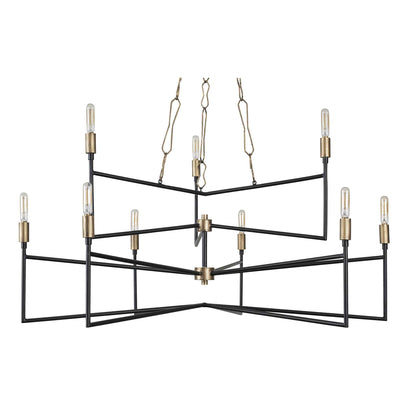 9 light 36 inch gold and carbon chandelier