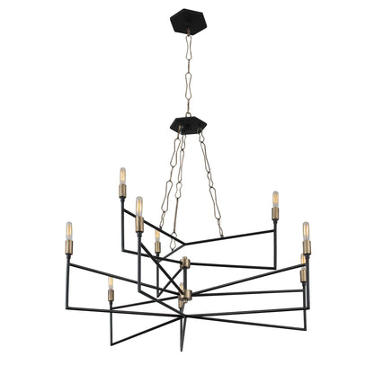 9 light 36 inch gold and carbon chandelier