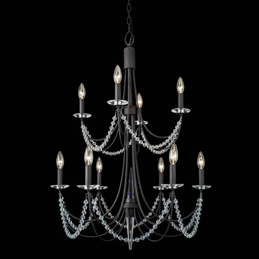 10 light 26 inch 2 tier carbon black chandelier