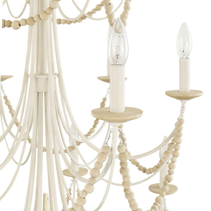 18 light 32 inch 3 tier country white and acacia chandelier