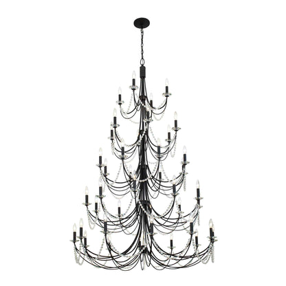 40 light 48 inch 5 tier carbon chandelier