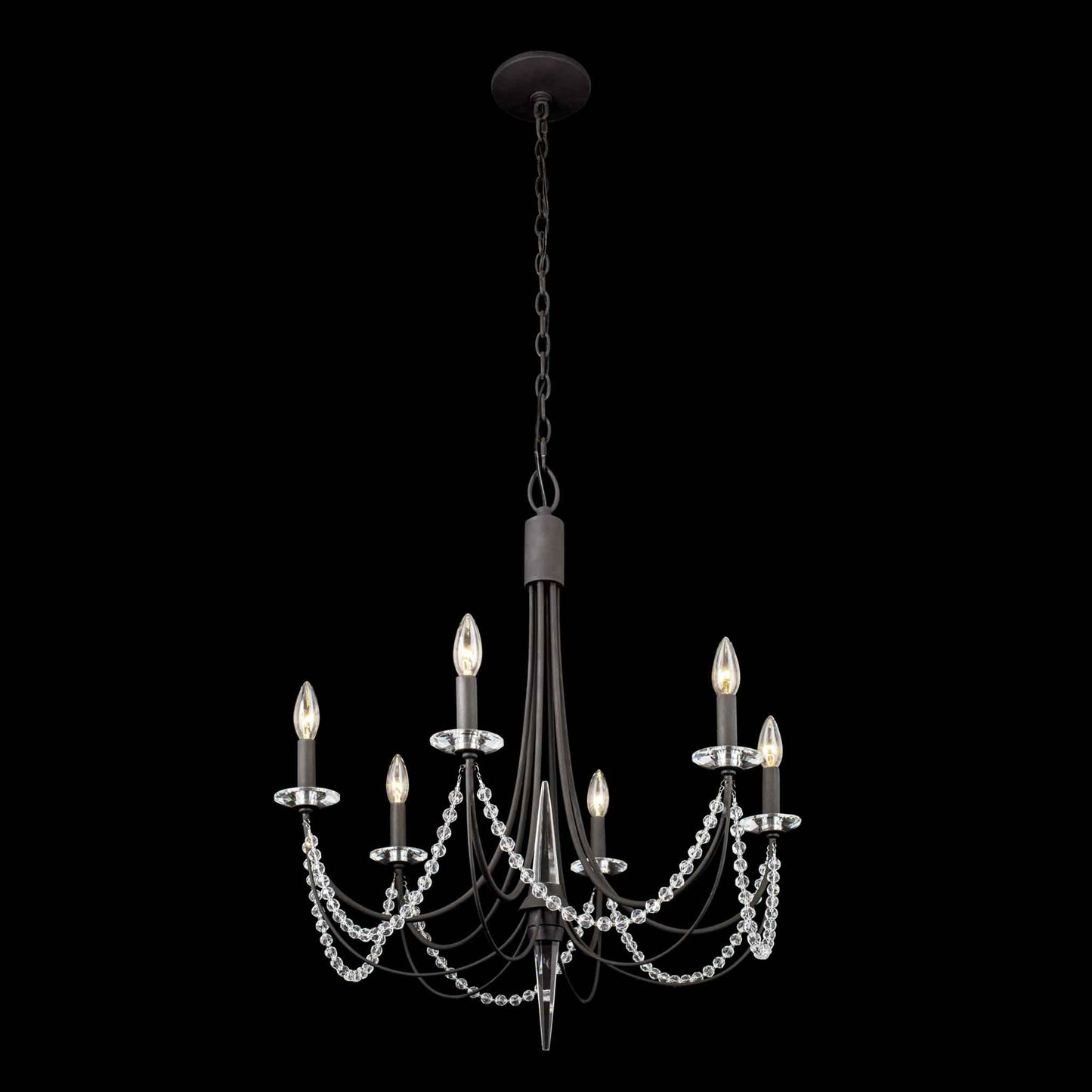 6 light 26 inch carbon black chandelier