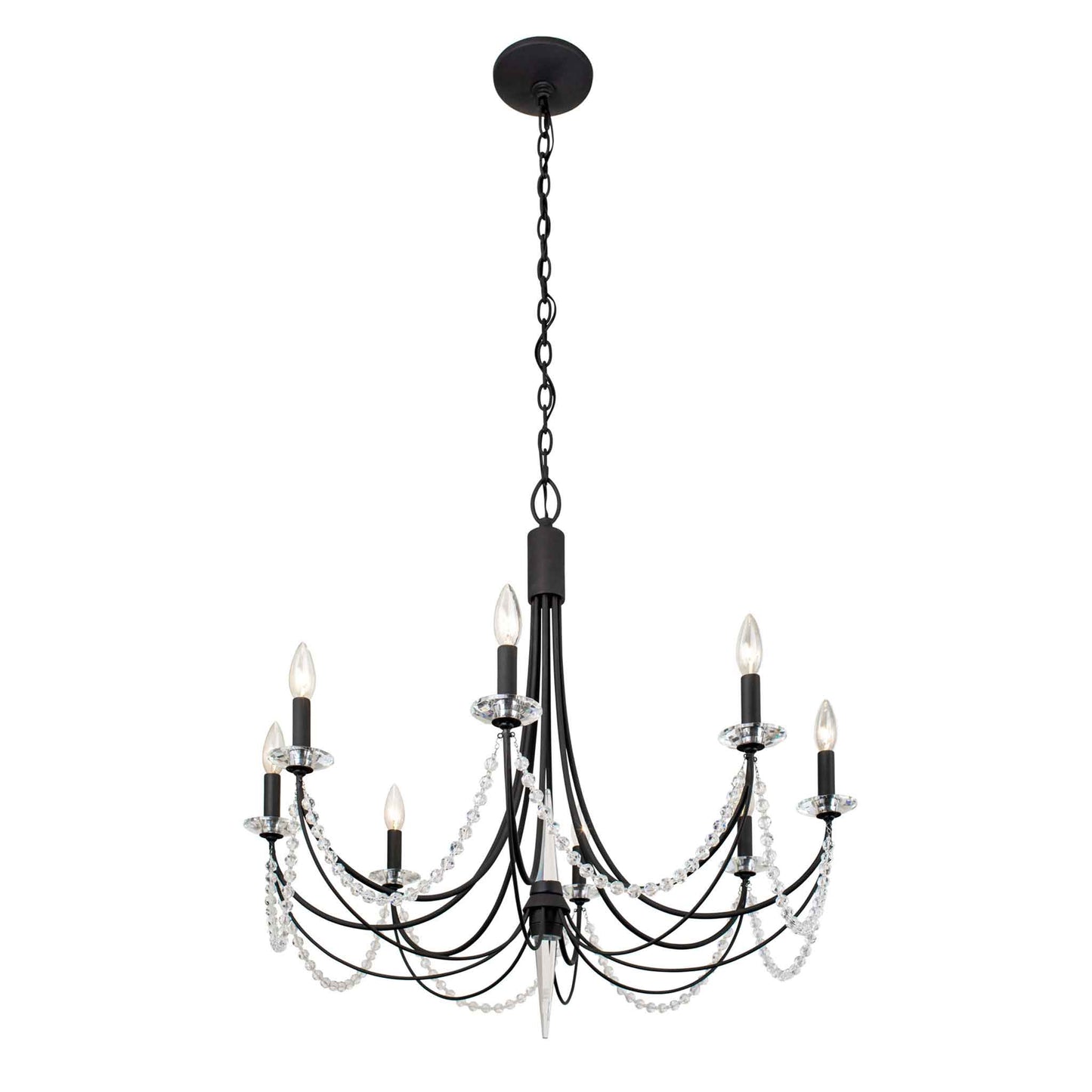 8 light 32 inch carbon black chandelier