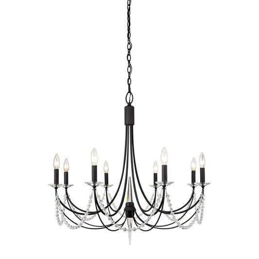 8 light 32 inch carbon black chandelier