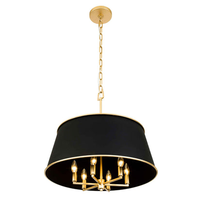 6 light 24 inch black and gold pendant