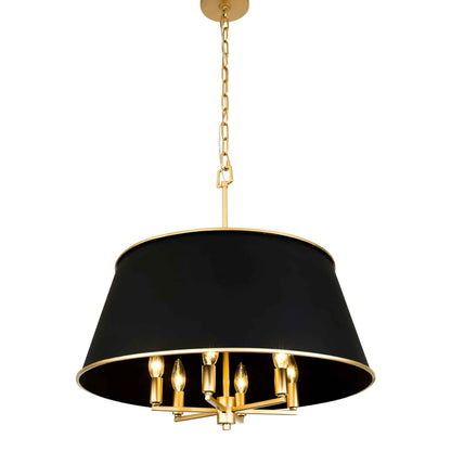 6 light 24 inch black and gold pendant