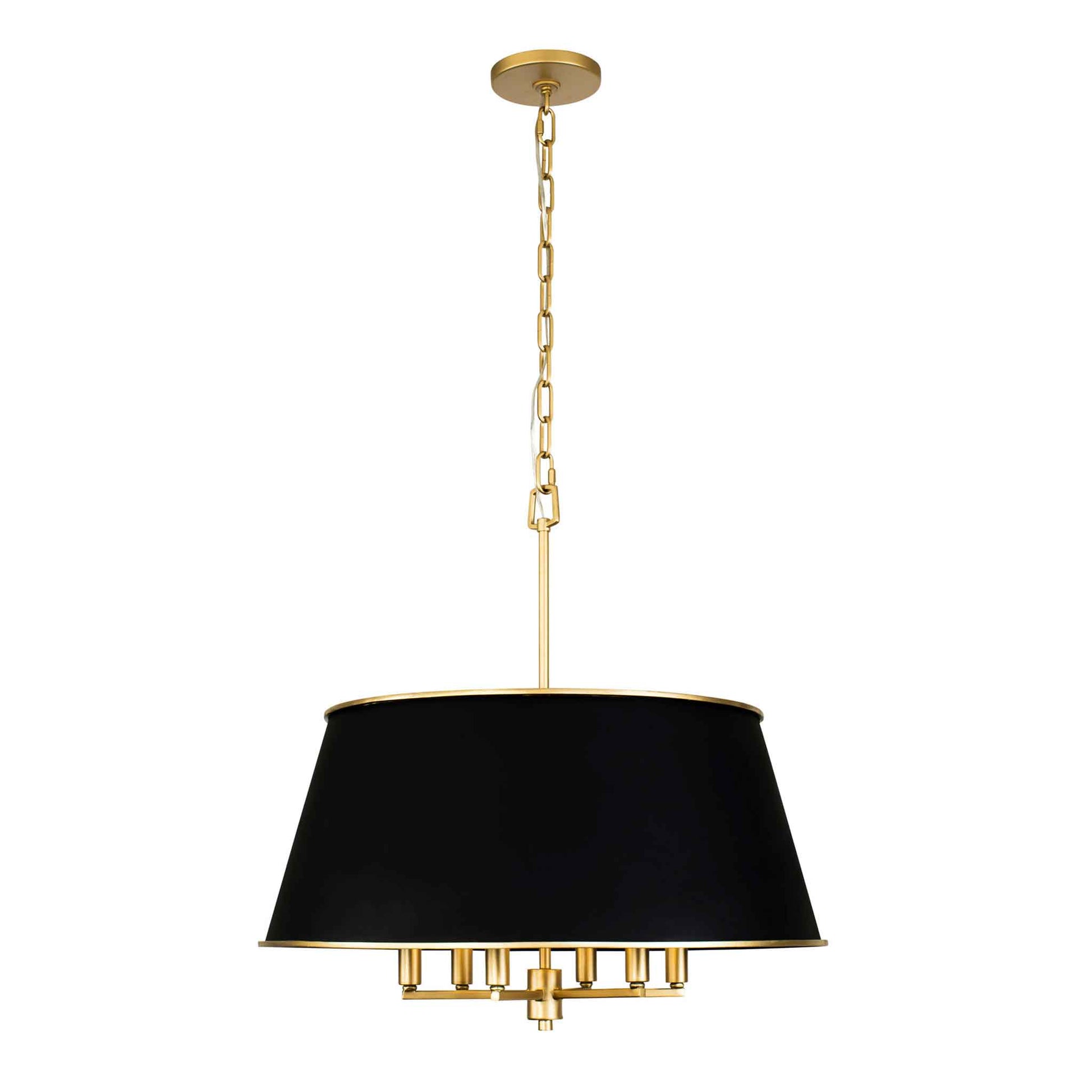 6 light 24 inch black and gold pendant