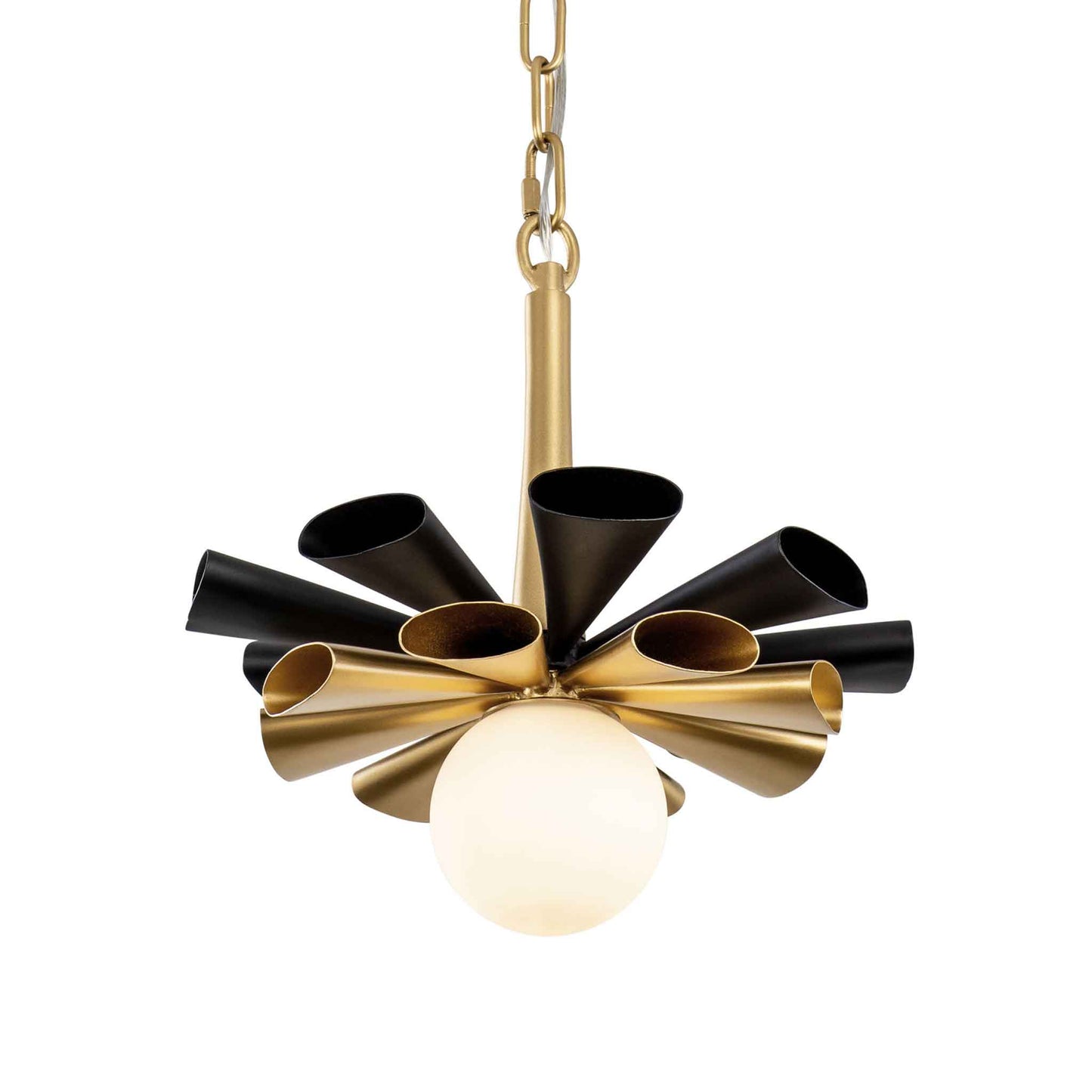 1 light 12 inch black and gold pendant