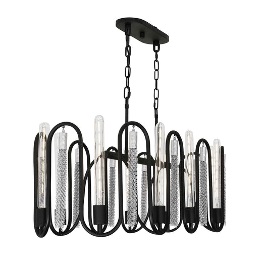 10 light 38 inch black and chrome pendant