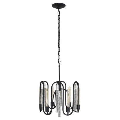 6 light 18 inch black and chrome pendant