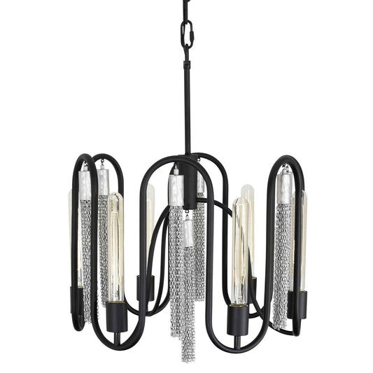 6 light 18 inch black and chrome pendant