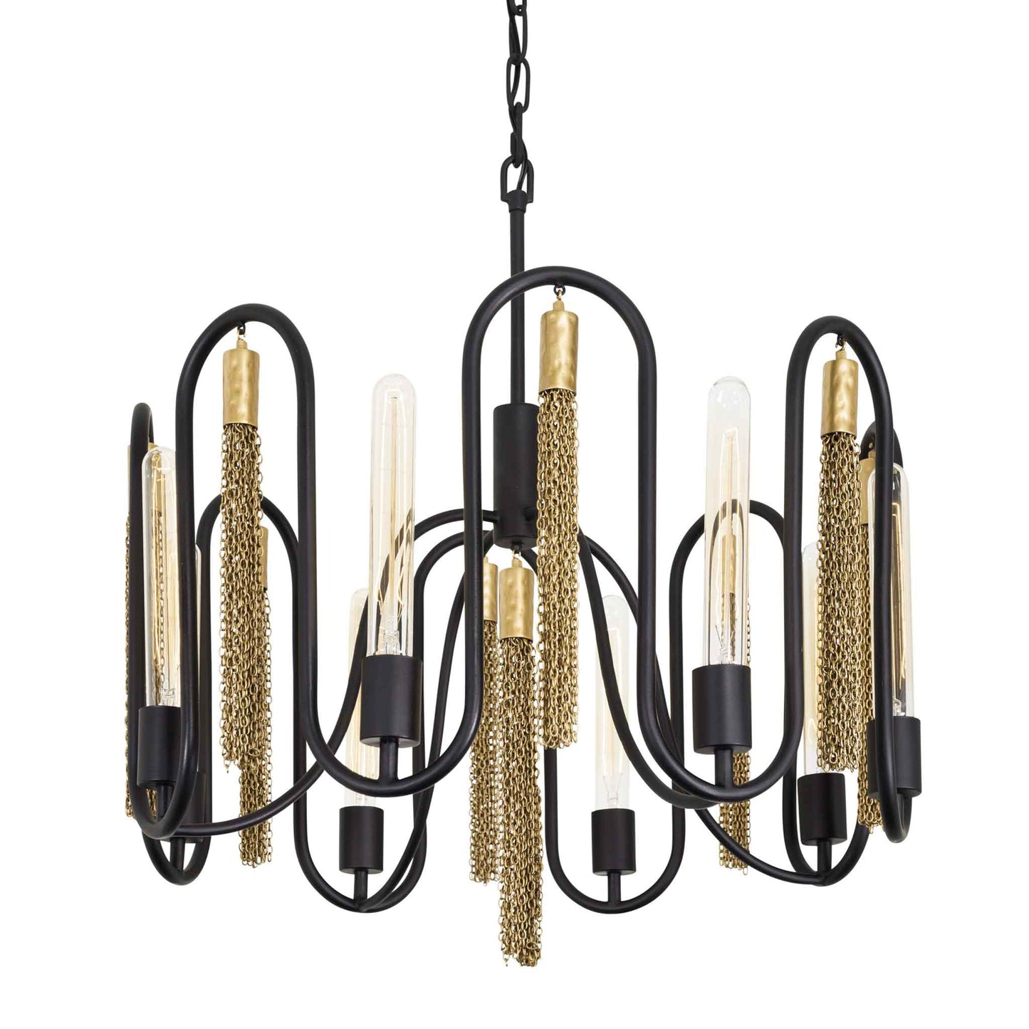 8 light 24 inch black and gold pendant