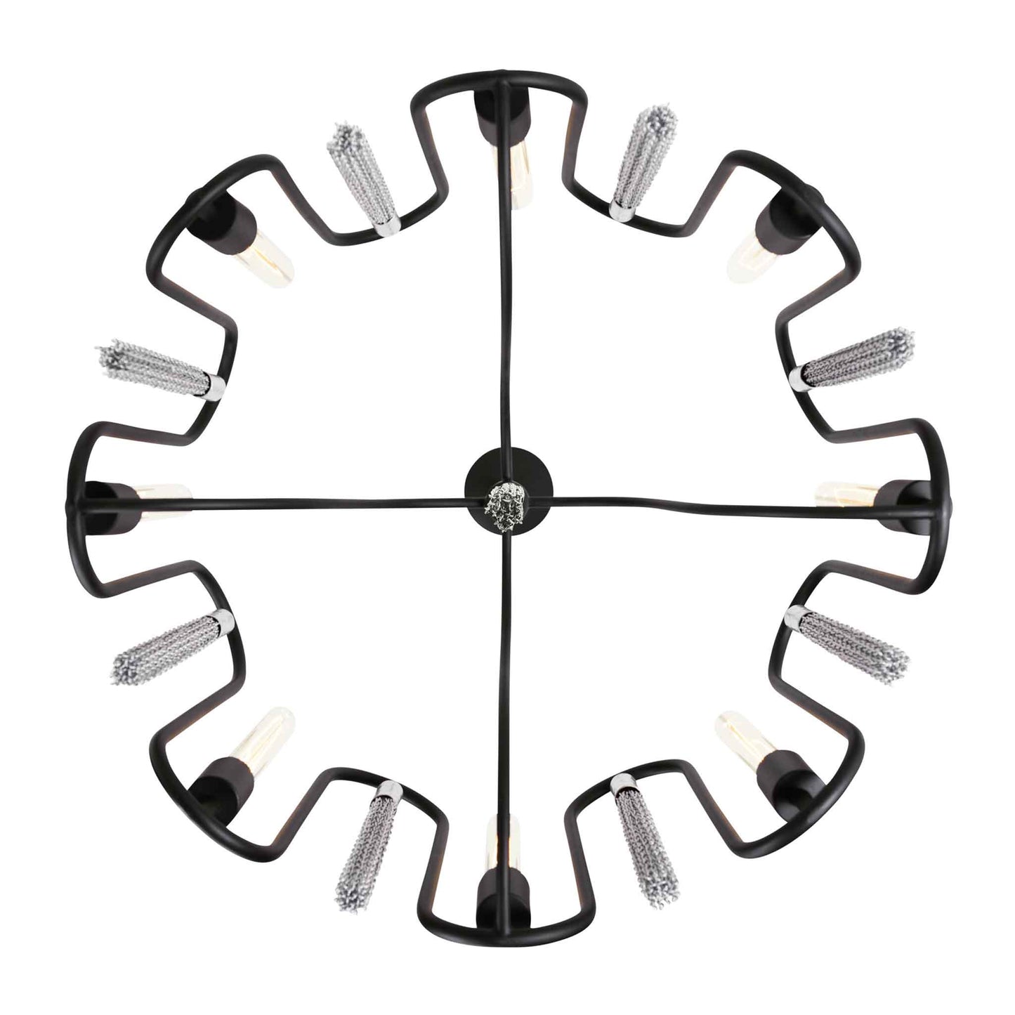 8 light 24 inch black and chrome pendant