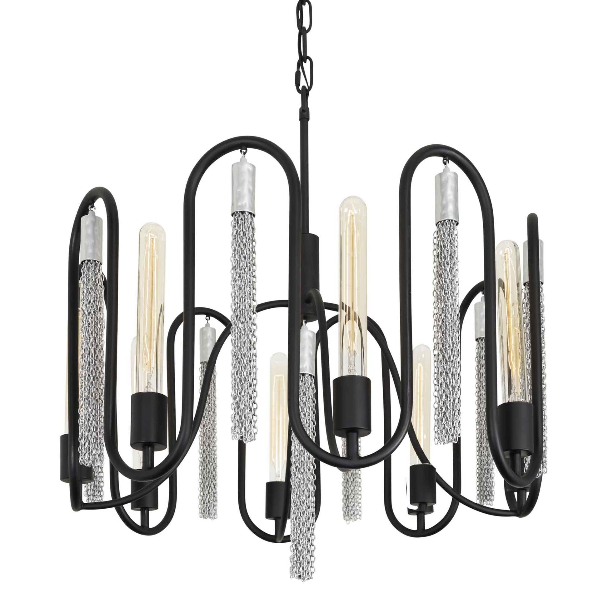 8 light 24 inch black and chrome pendant