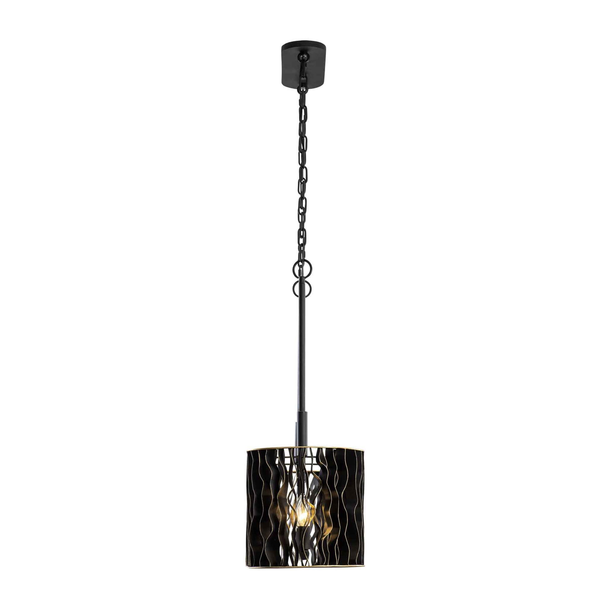 5 light 36 inch black and gold pendant