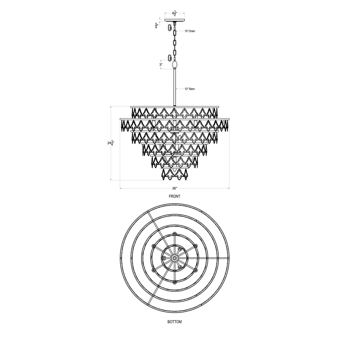 10 light 36 inch french gold chandelier