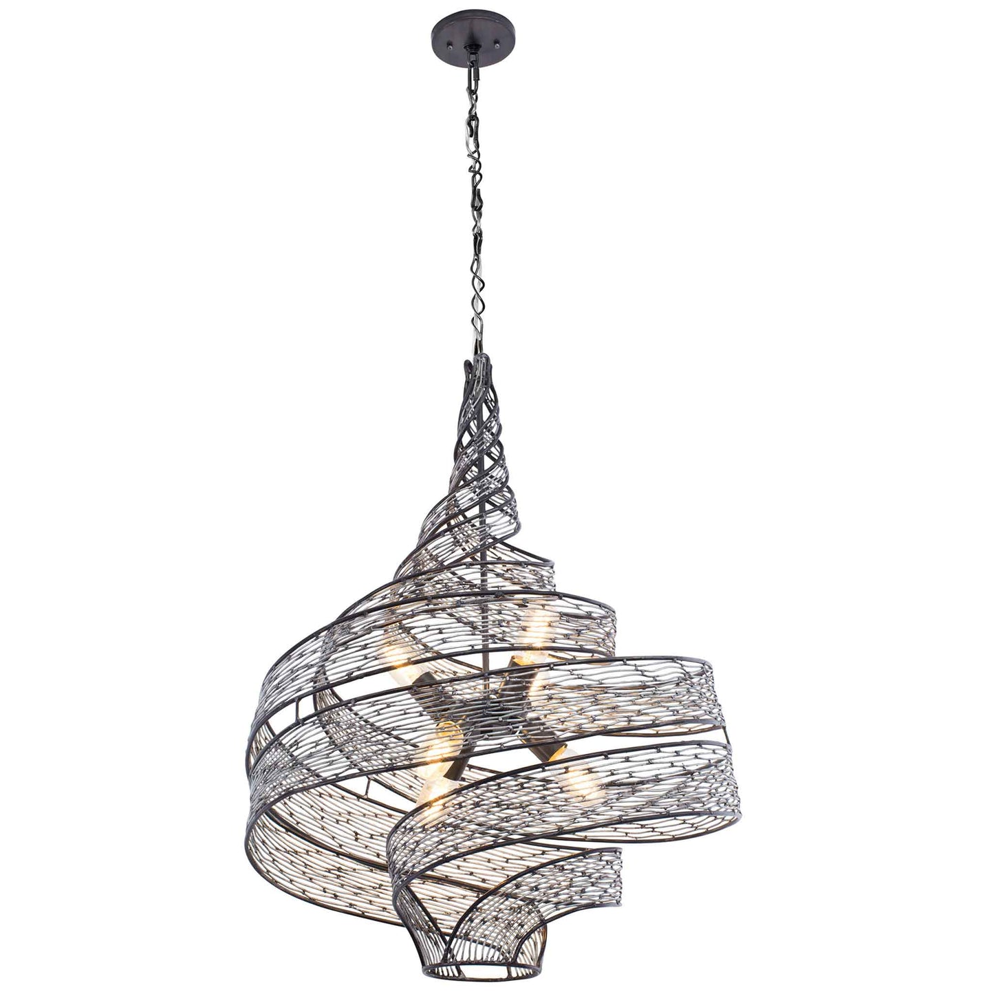 6 light 26 inch steel pendant