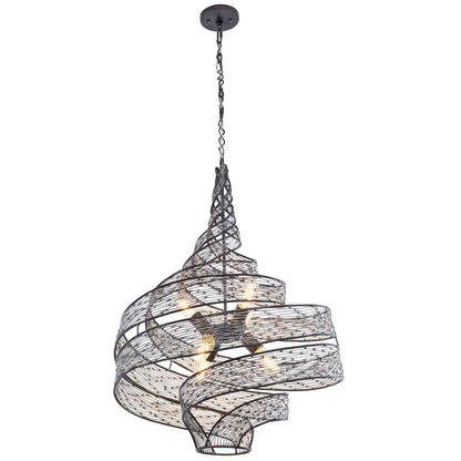 6 light 26 inch steel pendant