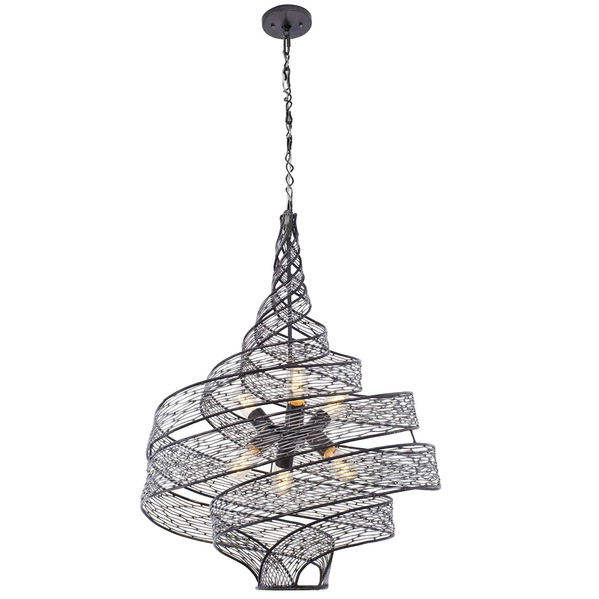 6 light 26 inch steel pendant