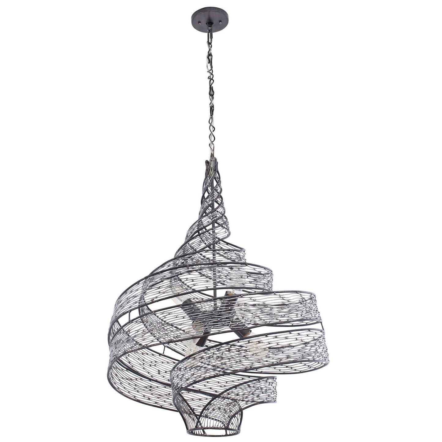 6 light 26 inch steel pendant