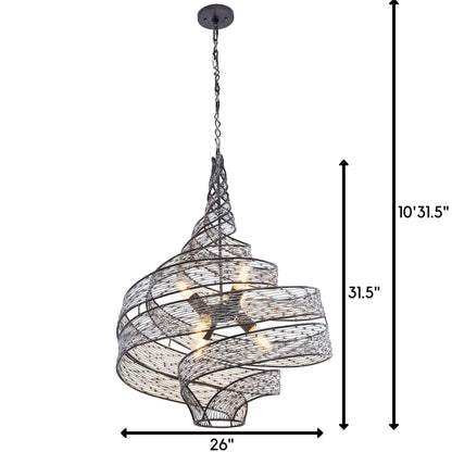 6 light 26 inch steel pendant