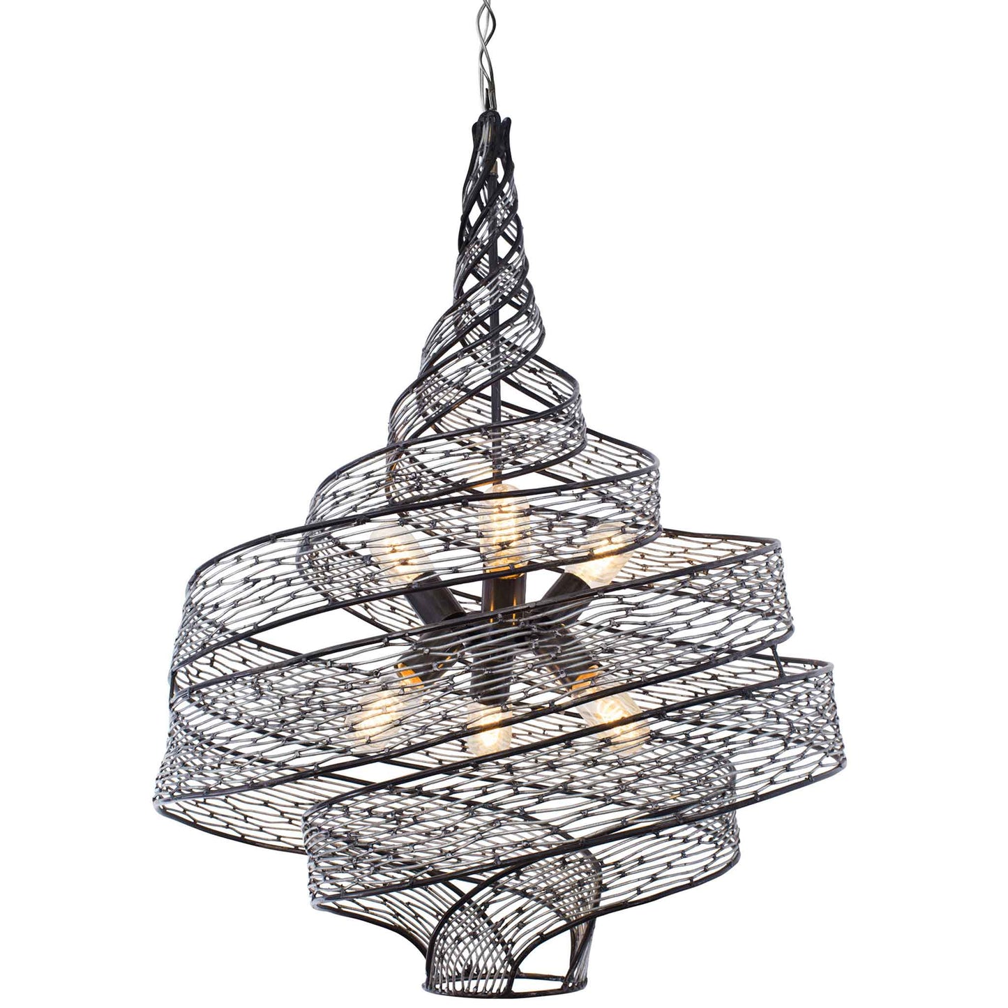 6 light 26 inch steel pendant