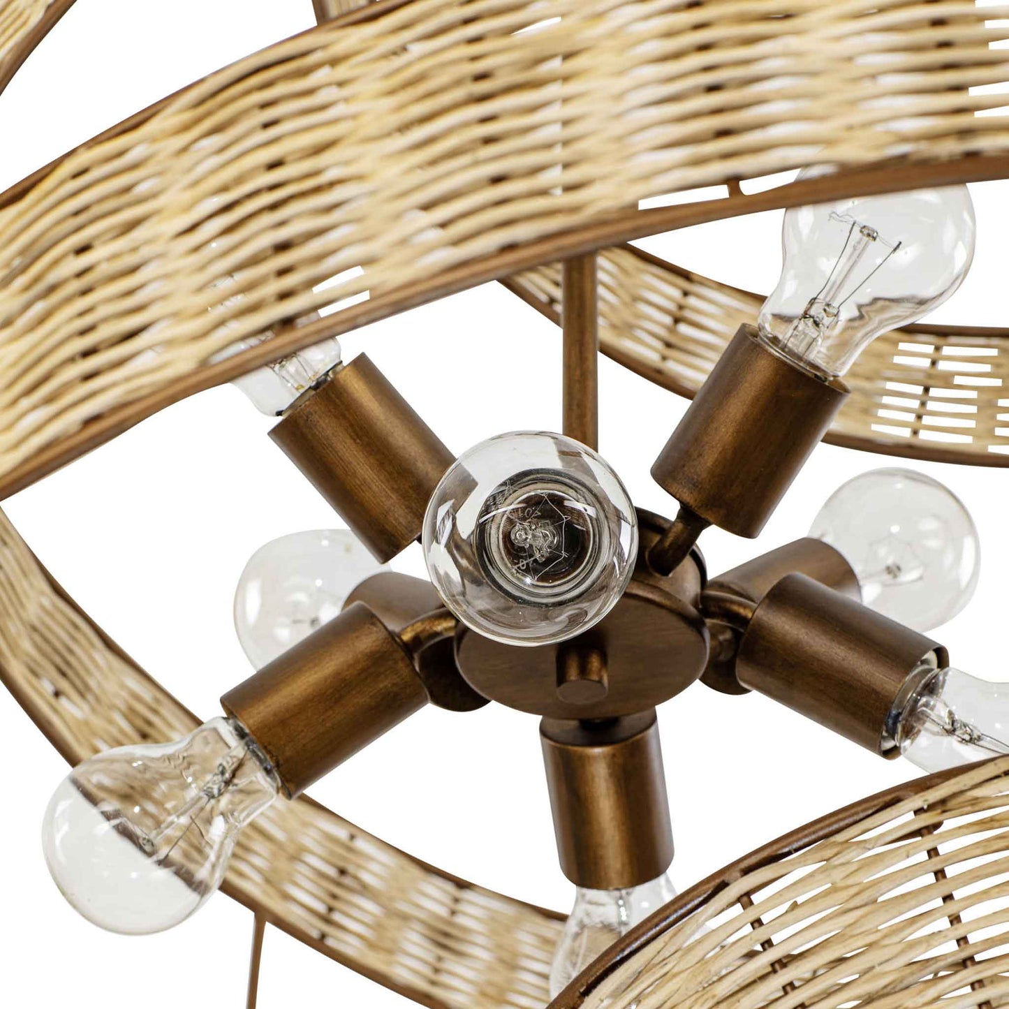 8 light 36 inch baguette and rattan pendant