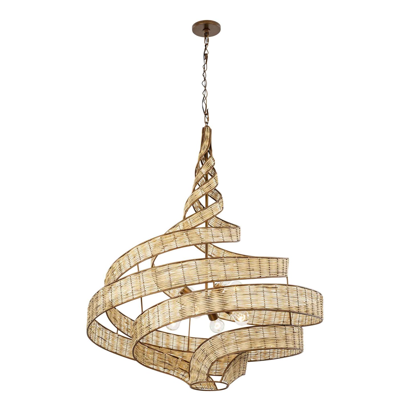 8 light 36 inch baguette and rattan pendant