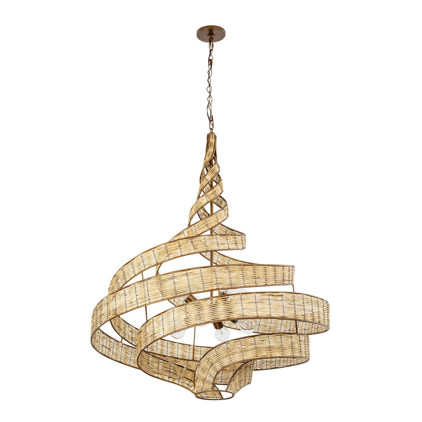 8 light 36 inch baguette and rattan pendant