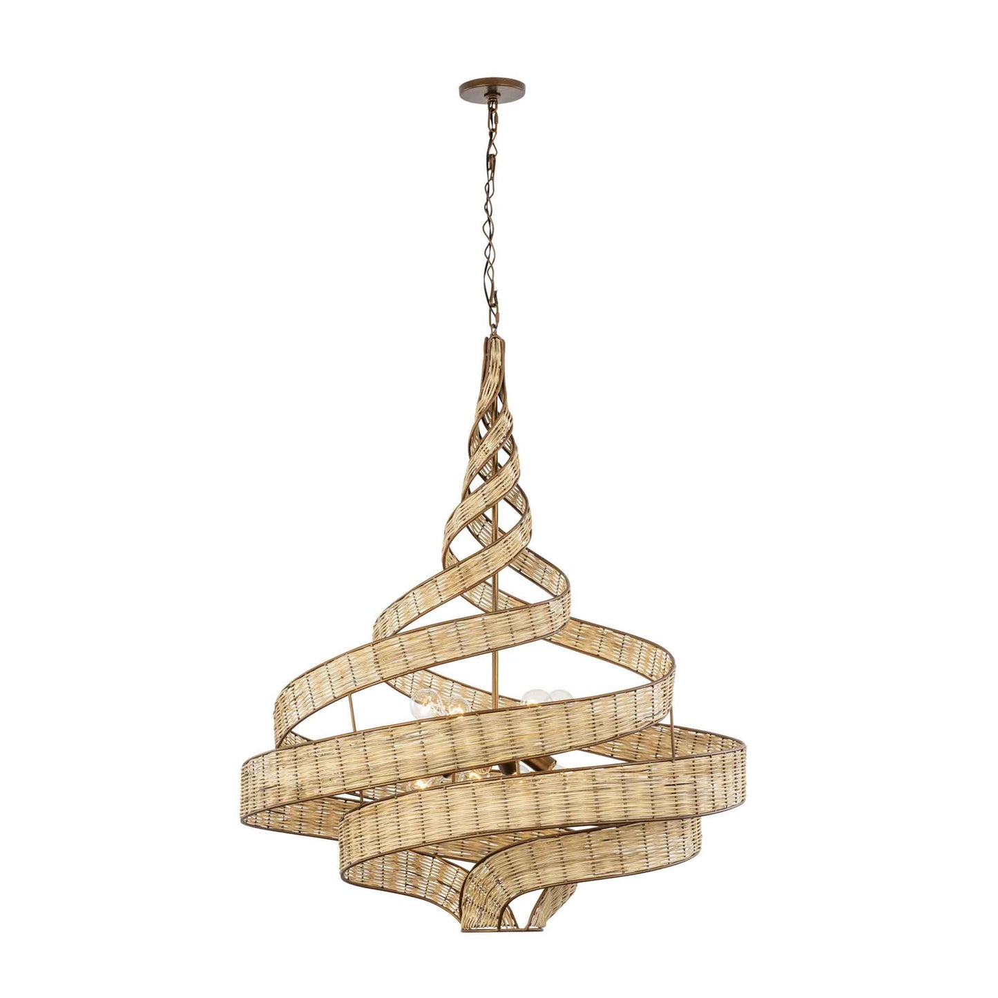 8 light 36 inch baguette and rattan pendant