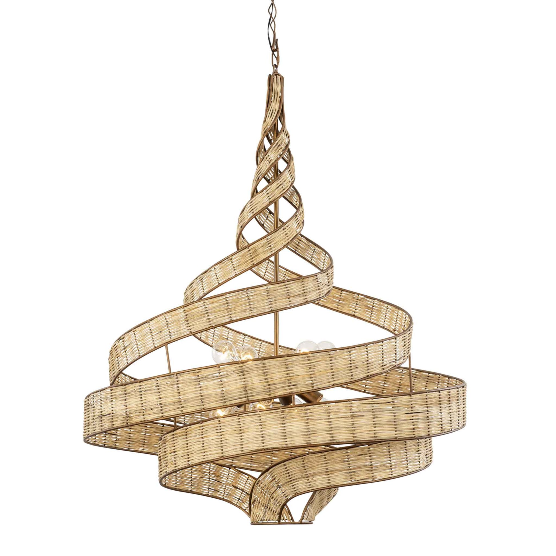 8 light 36 inch baguette and rattan pendant