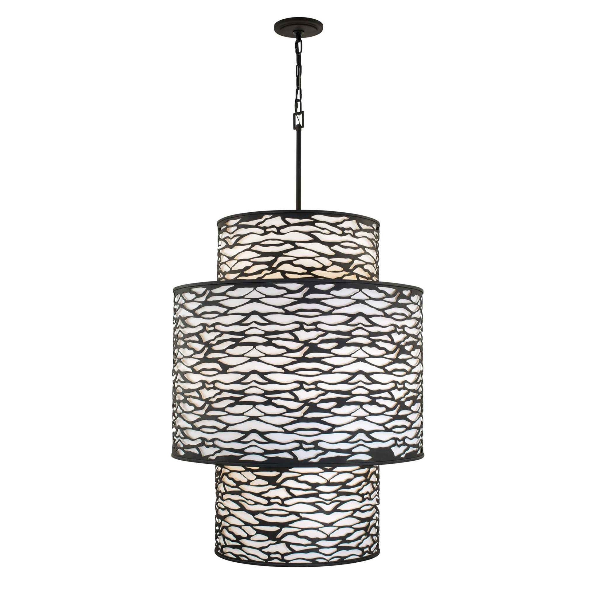 16 light 32 inch 3 tier carbon black pendant