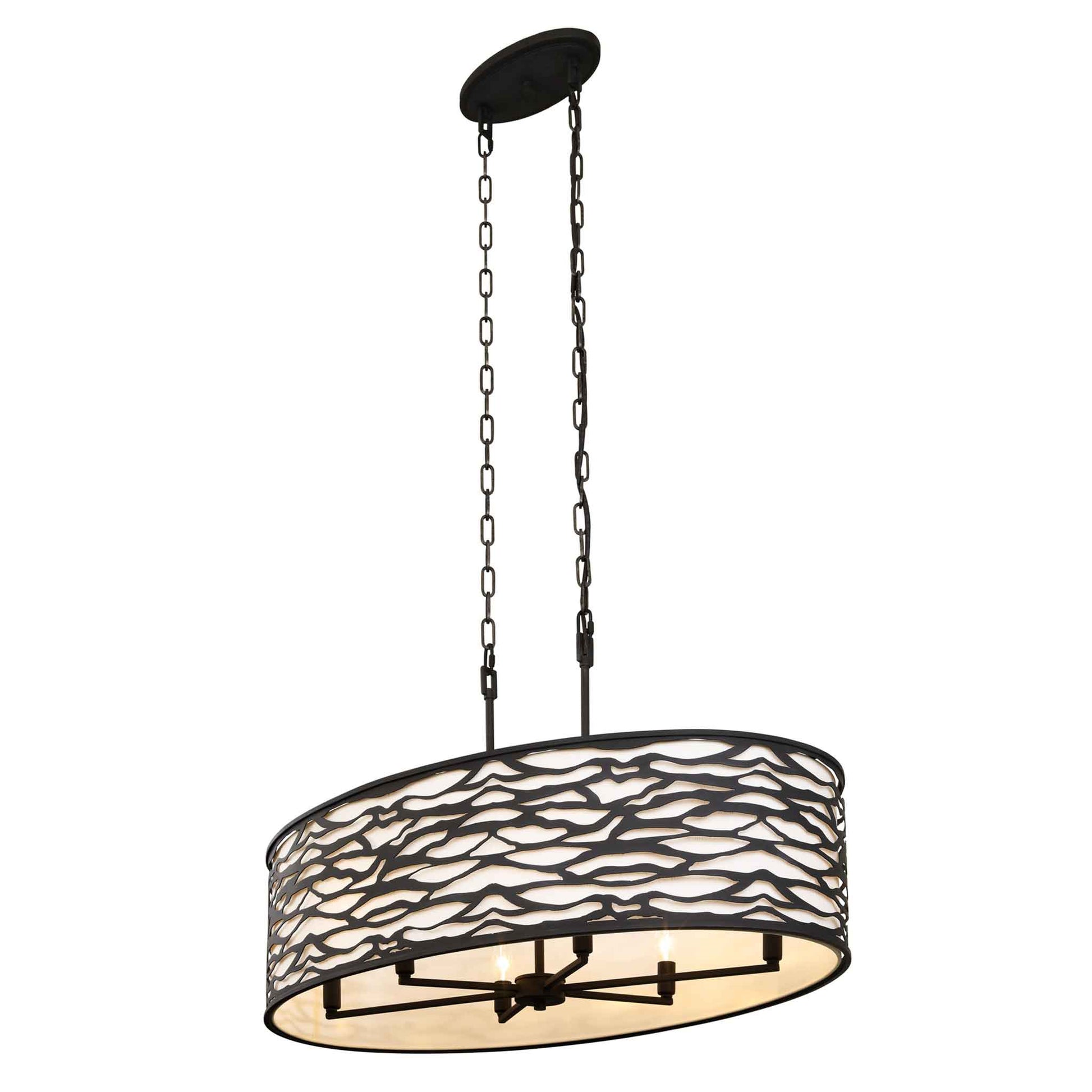 6 light 36 inch carbon black pendant