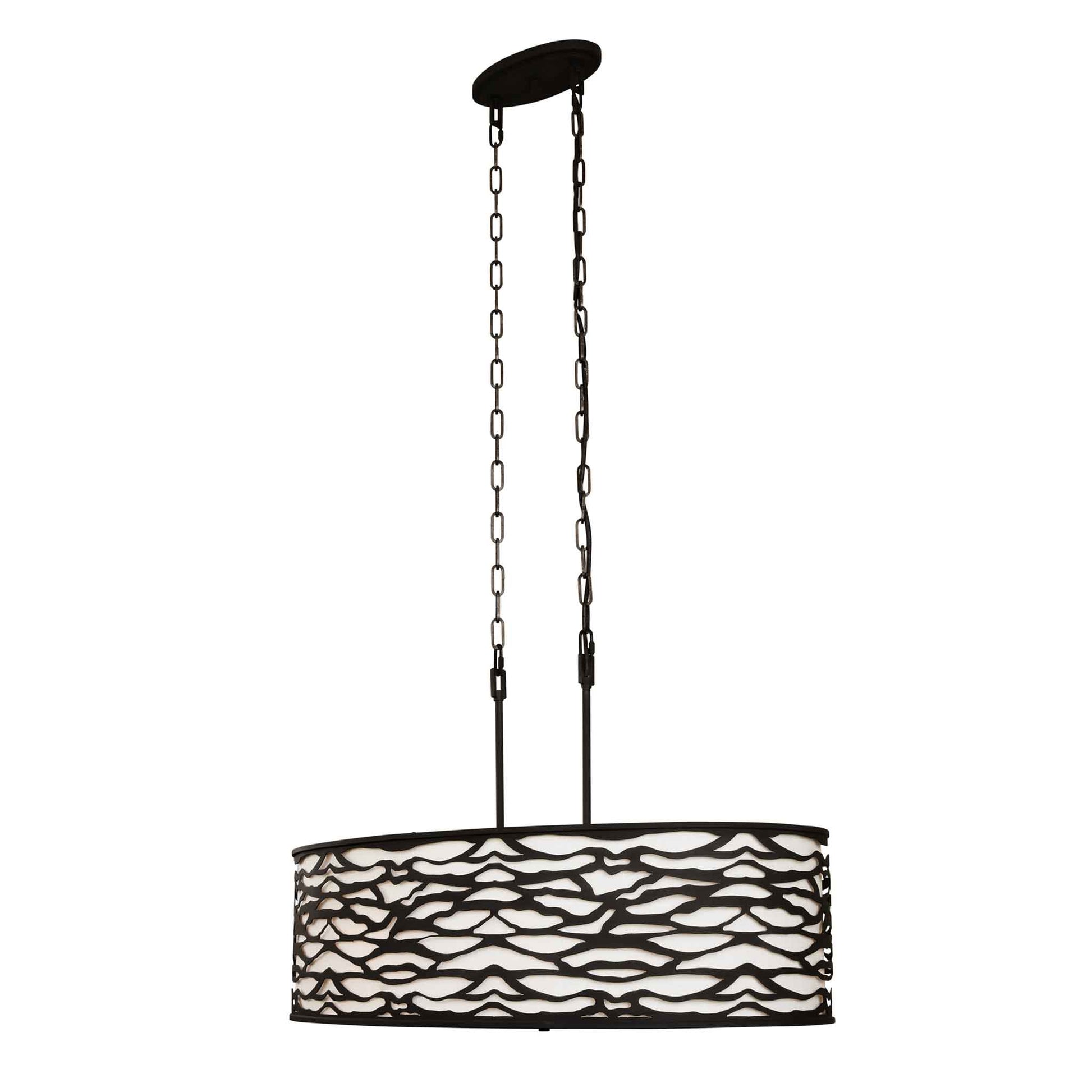 6 light 36 inch carbon black pendant