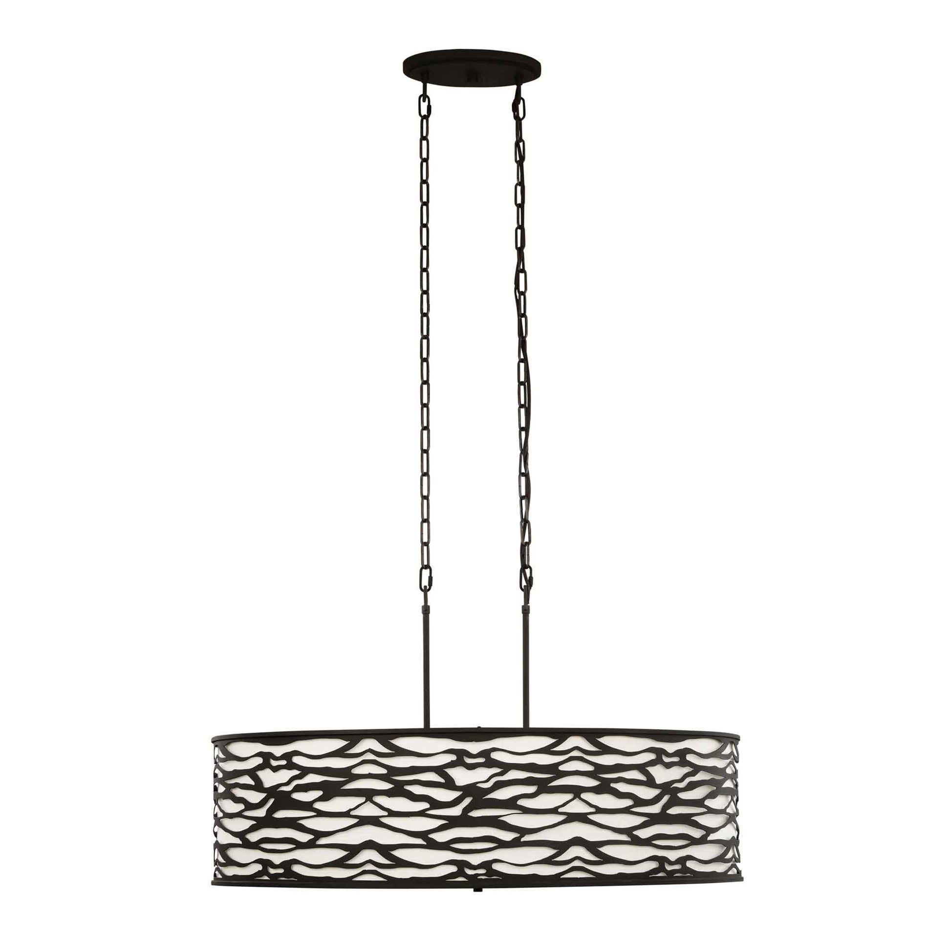 6 light 36 inch carbon black pendant