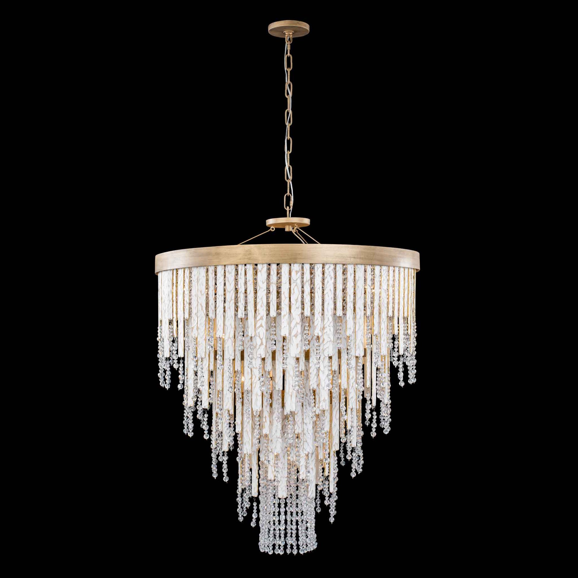 13 light 30 inch gold and white chandelier