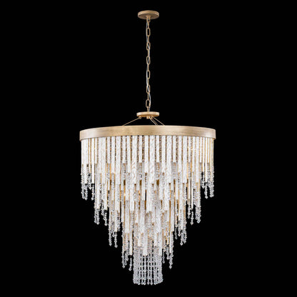 13 light 30 inch gold and white chandelier