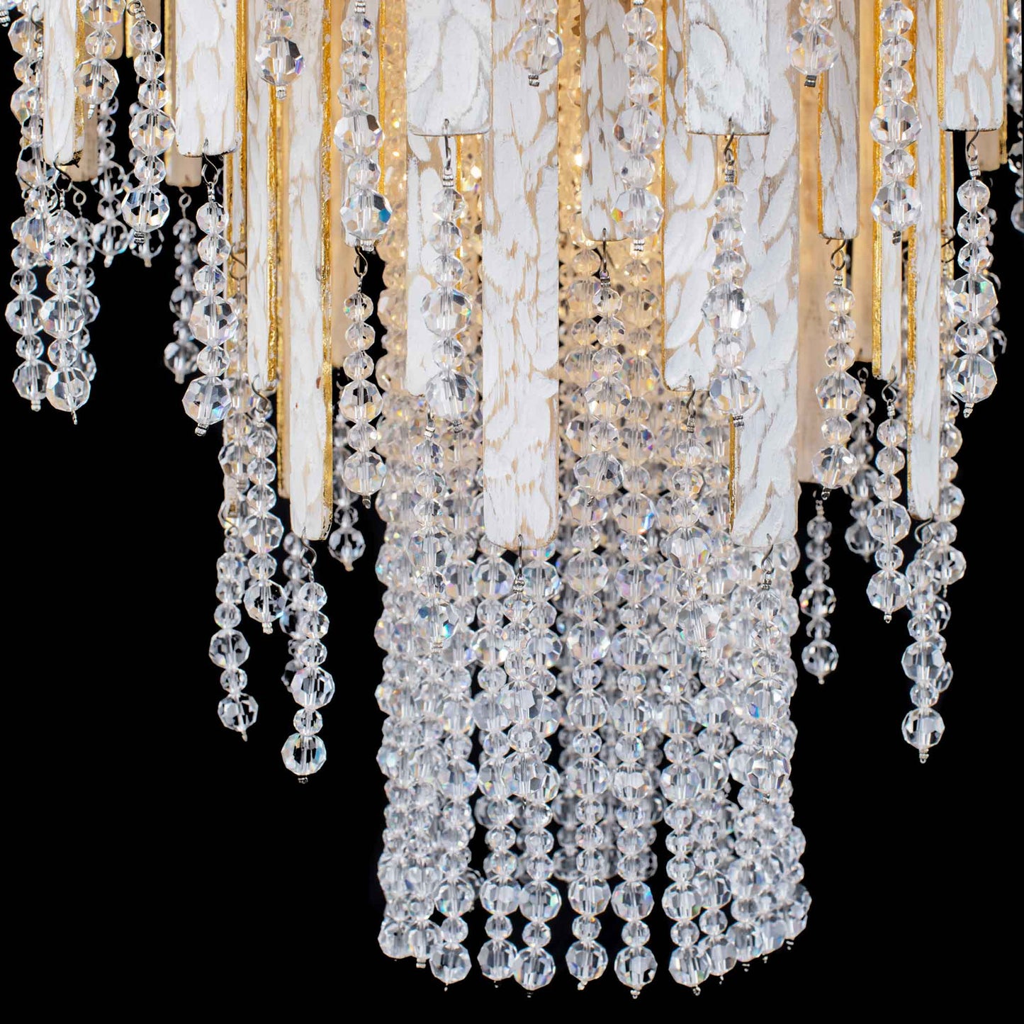 13 light 30 inch gold and white chandelier