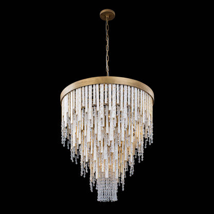 13 light 30 inch gold and white chandelier