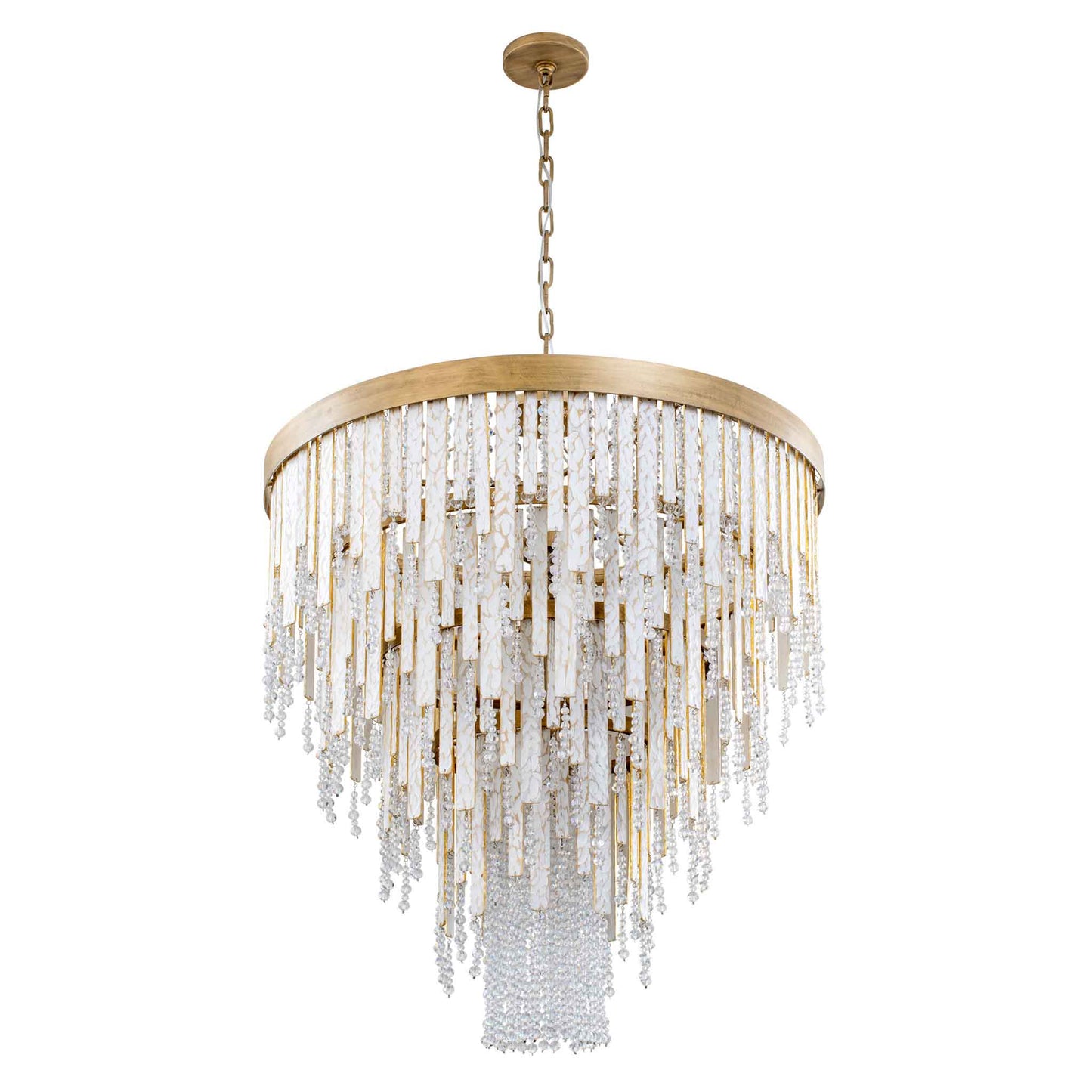 13 light 30 inch gold and white chandelier