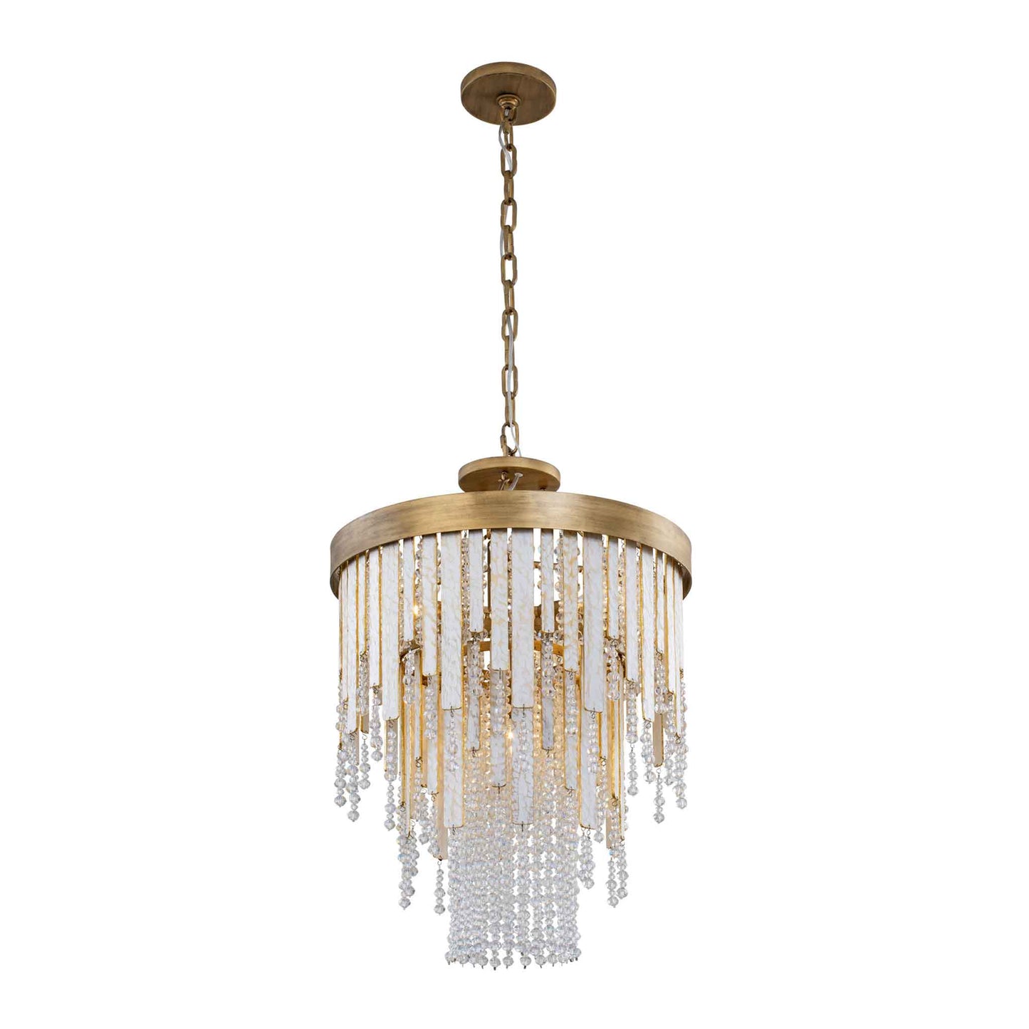 4 light 18 inch gold and white chandelier